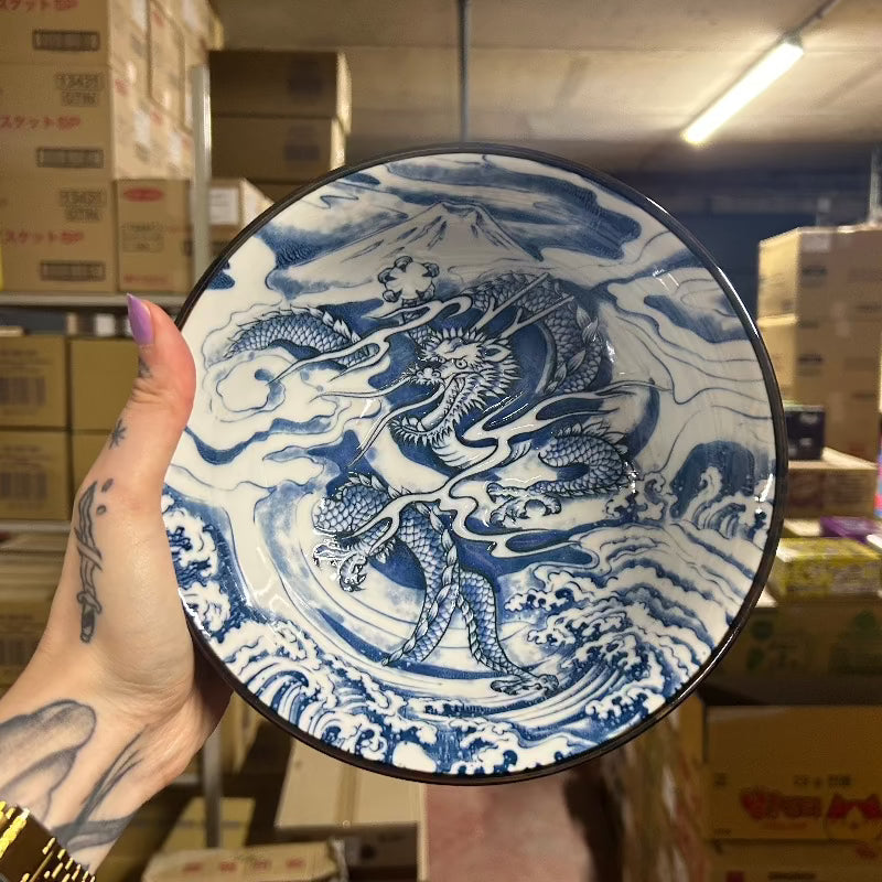 Grand bol à ramen dragon / bleu