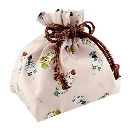 Sac à cordon pour bento Mofusand - Motif chat glaces